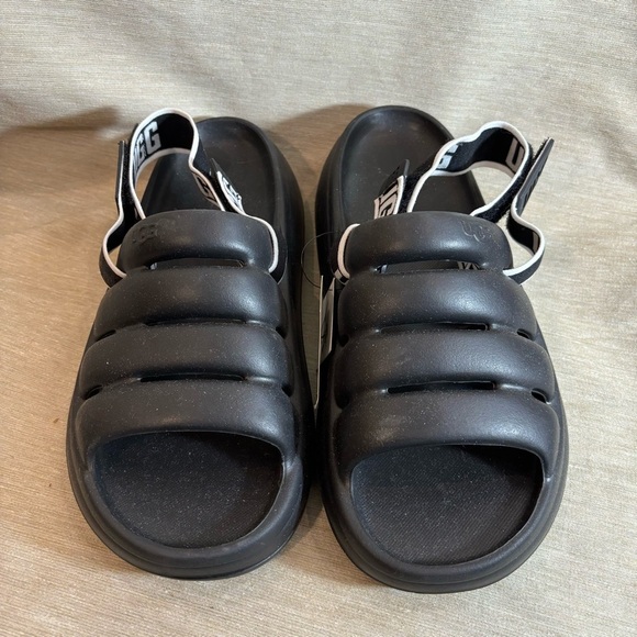UGG Sz 9 Sport Yeah Puffer Detachable Logo Print Backstrap Slides Clogs Sandals - Picture 3 of 9